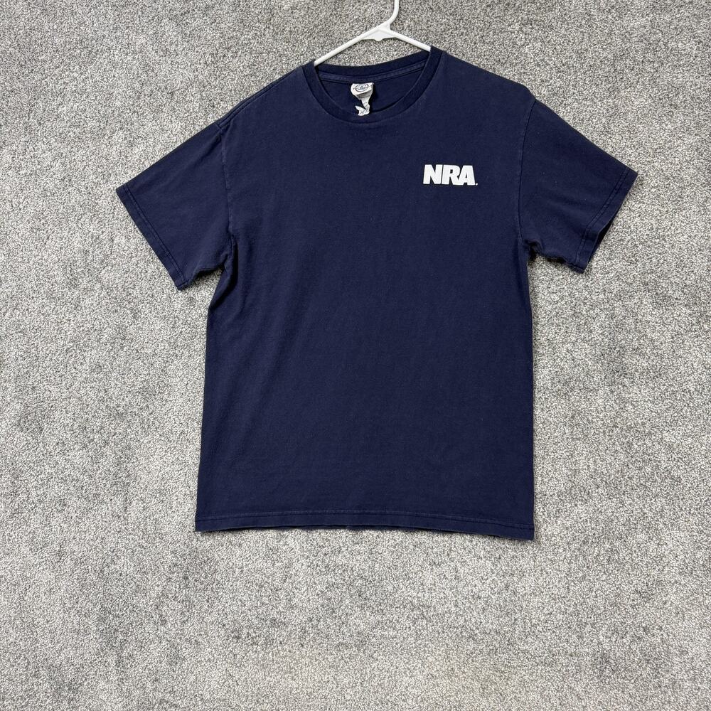 Vintage Y2K NRA Shirt Medium Blue American Flag Delta Pro Weight Patriotic